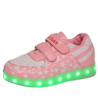 Imagem de Tênis unissex Gaorui para meninos e meninas com iluminação casual LED USB Charge Kids, rosa, 2 (Foot Length 206 mm)