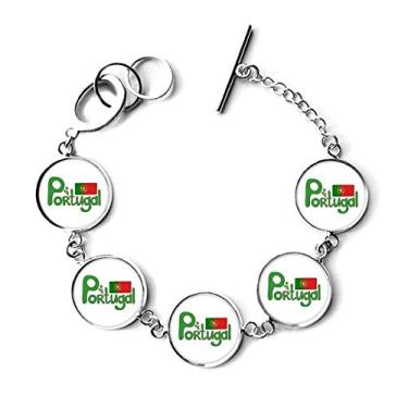 Imagem de DIYthinker Pulseira de corrente com padrão verde bandeira nacional de Portugal