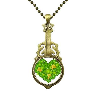 Imagem de DIYthinker Colar de coração da Irlanda do Dia de São Patrício com pingente antigo de guitarra