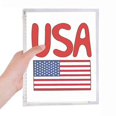 Imagem de Caderno com estampa vermelha da bandeira dos Estados Unidos, diário de folhas soltas recarregável