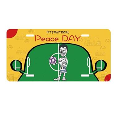 Imagem de DIYthinker Placa de licença com desenho de jogador de futebol uruguaio com etiqueta para decoração de carro, dia da paz
