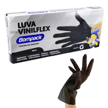 Imagem de Luva Vinilflex Preta Tamanho G Com 100 Unidades Bompack