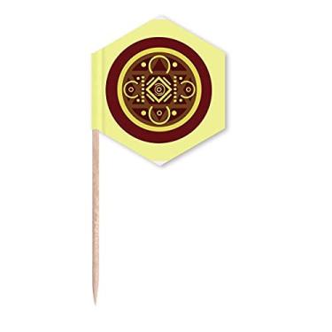 Imagem de Bandeiras de palito de dente com estampa misteriosa da Antiguidade, palitos de cupcake, festas comemorativas
