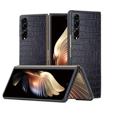 Imagem de Capa de couro de crocodilo de luxo para Samsung Galaxy Z Fold 4 Fold 3 5G Capa protetora para samsung galaxy z fold 4 capa slim fit, preta, para Samsung Z Fold 4