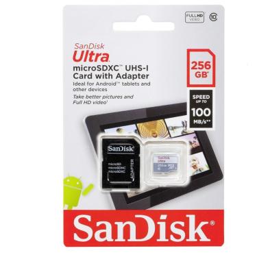 Imagem de Cartão de memória SanDisk Ultra MicroSD 256GB, Classe 10, Leitura de até 100MB/s, SDSQUNR-256G-GN6TA SANDISK
