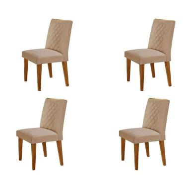 Imagem de conjunto com 4 cadeiras bari veludo bege e capuccino