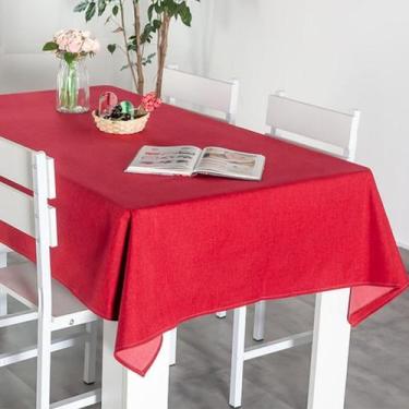 Imagem de Toalha Mesa Quadrada Vermelha 4 Cadeiras Tecido Rústico - Alice Fernan
