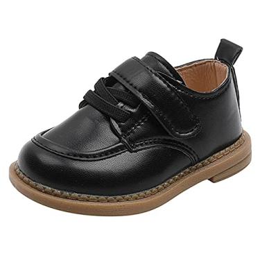 Imagem de Sapatos de tênis para meninos tamanho 2 sapatos casuais sola grossa bico redondo fivela sapatos meninos slip on tênis, Preto, 3-3.5 Years Toddler