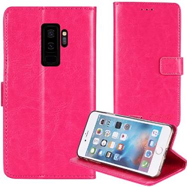 Imagem de TienJueShi Capa protetora de couro flip estilo livro rosa carteira TPU silicone Etui para Samsung Galaxy S9+ 6,2 polegadas