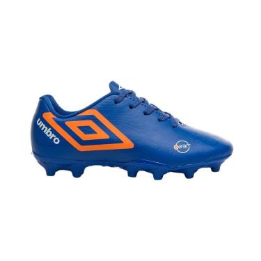 Imagem de Chuteira Umbro Orbit Jr Campo Infantil Royal Laranja Branco
