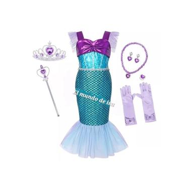 Imagem de Fantasia Princesa Ariel, a Pequena Sereia, tamanho 4, com acessórios