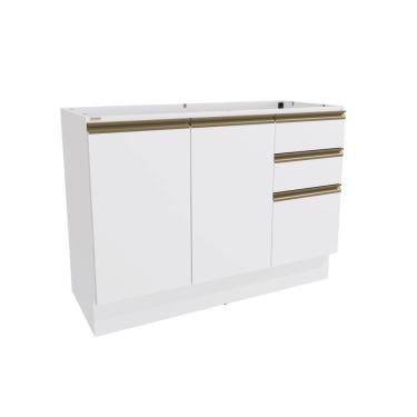 Imagem de Balcão de Pia Celeste Kappesberg 100% MDF 2 Portas 3 Gavetas Branco 120cm