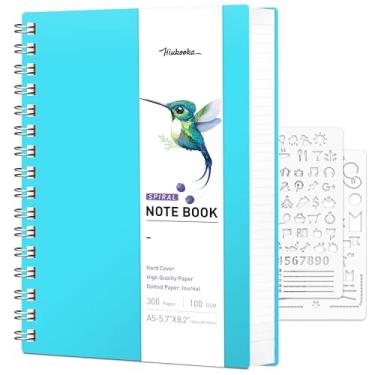 Imagem de HIUKOOKA Caderno pontilhado A5 espiral - caderno de 300 páginas A5 pontilhado espiral, caderno de capa dura 5,7 x 20,8 cm, caderno de papel grosso de 100 g/m² para escola, estudo, reunião (azul)