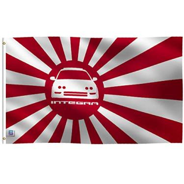 Imagem de Bannerfi Bandeira japonesa de sol nascente Integra JDM de 0,9 x 1,5 m: Banner de 100 poliéster, ilhós de latão e cabeçalho de lona forte, para uso externo ou interno
