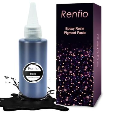 Imagem de Renfio Pasta de pigmento preto, 4,23 oz/120 g de tinta epóxi de resina epóxi altamente concentrada pigmento de cor fácil de misturar, tinta de resina pigmento para tinta UV resina para colorir velas