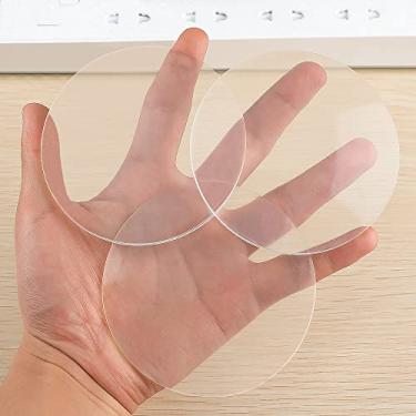 Imagem de Protetor de parede para batente de porta, transparente, grande, redondo, maçaneta de parede, 3,54 polegadas (3 peças) para-choque de maçaneta de porta de borracha macia com autoadesivo forte (9 cm, transparente)