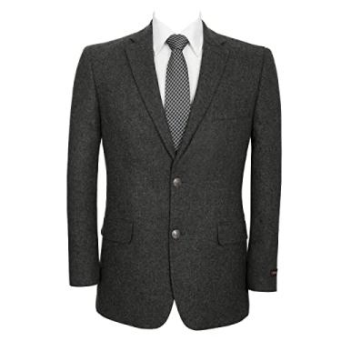 Imagem de Blazer masculino Pio Lorenzo com ajuste clássico com 2 botões, jaqueta separada, Carvão (poliéster/lã), 40 Tall