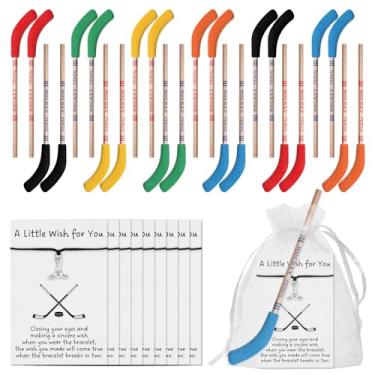 Imagem de Ecation 24 conjuntos de presentes de formatura de hóquei incluem lápis de hóquei com borrachas lápis de hóquei pulseiras de desejo de hóquei com cartão e sacos de presente para festas de aniversário