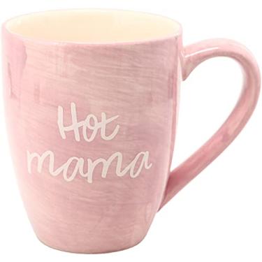 Imagem de Caneca de café de cerâmica Mom Life Hot Mama rosa grande 590 ml, rosa