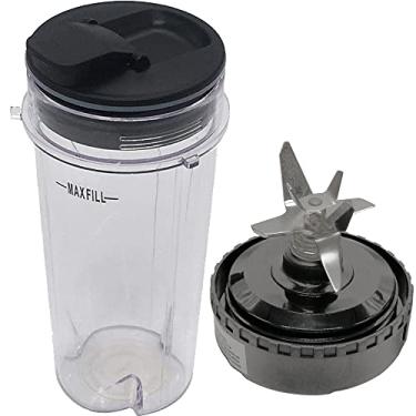 Imagem de Substituição Joystar 473 ml (473 ml). Copo com tampa de bico com lâmina para liquidificador Nutri Ninja BL740/BL660 de 1000 W