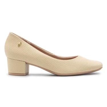 Imagem de Scarpin Usaflex Feminino Em Couro Salto Bloco Textura AL4501