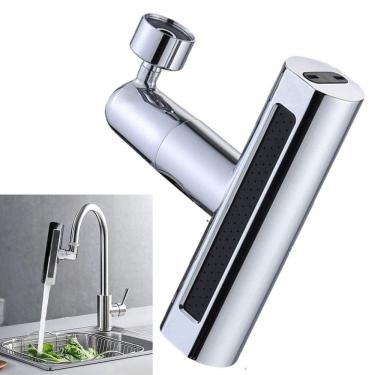 Imagem de Extensor Torneira Cozinha 4 Modos Arejador Adaptador Pia Cascata Gira 360º Agua Alta Pressao Ajustavel Giratorio