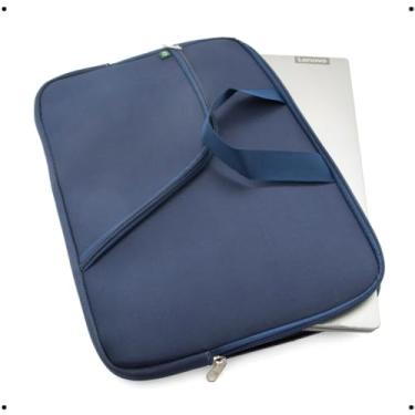 Imagem de Capa Pasta protetora Case para notebook Com Bolso e ziper 14/15/17 polegadas com Alça Reforçada computador para marrom preta azul cinza vermelha Lisa 14,1 15,6 e 17,3 (Azul)