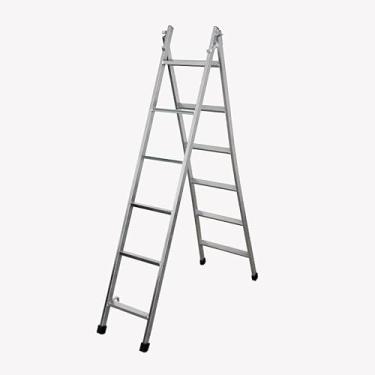 Imagem de Escada Dobrável Extensível 3 Em 1 Metalon Galvanizado, 6 Degraus, Prata