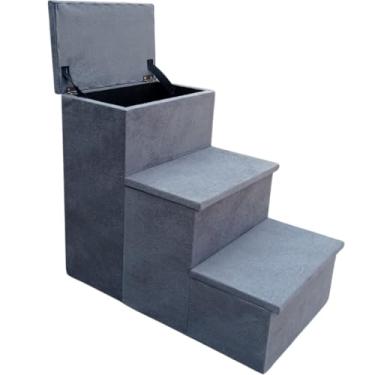 Imagem de Escada pet baú 3 degraus em suede para cão e gato