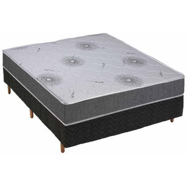 Imagem de  Cama Box Casal: Colchão Espuma D33 Polar Pérola Premium + Base CRC Rústico Black(138x188)