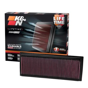 Imagem de K&N Filtro de ar do motor original de alto fluxo vitalício: Aumento de potência: Premium, Lavável: Compatível com Audi/Volkswagen: (Veja a descrição do produto para modelos selecionados) 33-2865