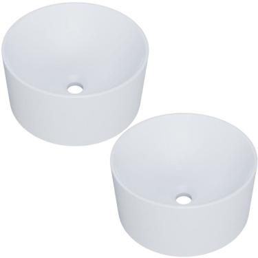 Imagem de Kit 02 Cubas de Apoio Redonda Para Banheiro Lavabo C01 BL30W Branca Matte Fosca  - Lyam