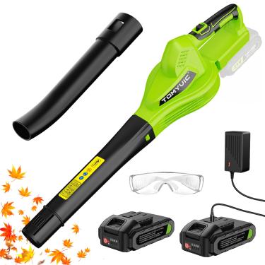 Imagem de Tomyvic Soprador de folhas sem fio 21 V 2,0 Ah carregador de bateria, soprador portátil leve de quintal, soprador de jardim elétrico de 2 modos de velocidade para cuidados com o gramado, pátio,