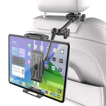 Imagem de Kolasels Suporte de tablet para encosto de cabeça para carro – Braço mágico de metal, suporte de iPad para carro infantil com braçadeira de metal universal, suporte de encosto de cabeça para tablet