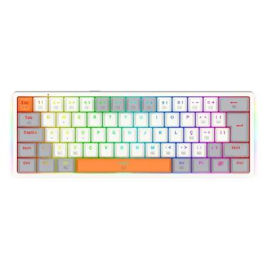 Imagem de Teclado Mecânico Gamer Redragon Akali - ABNT2 - RGB - Switch Marrom - Branco e Laranja - K642WGO-RGB