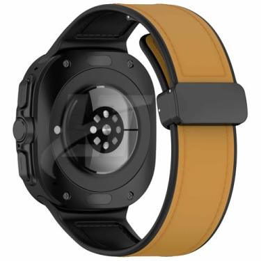 Imagem de Pulseira Couro Hibrido Fecho Magnetico Preto LTimports compativel com Galaxy Watch Ultra 47mm Sm-L705F (LT-Amarelo)