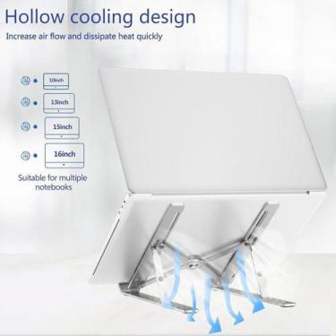 Imagem de Suporte Para Notebook Laptop Ergonômico Base Regulável Mesa BRANCO - O