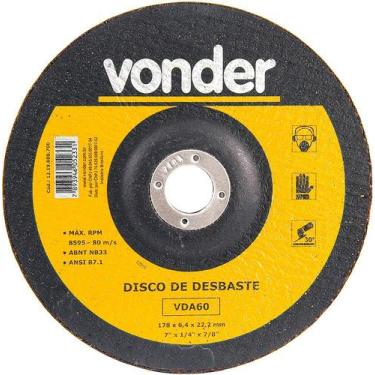Imagem de Disco De Desbaste 177,8x6,4x22,22 Para Aço Carbono Vda60 - V - Vonder