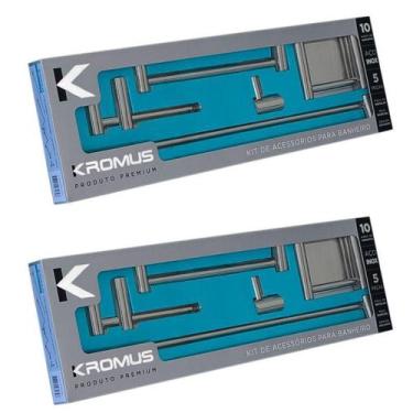 Imagem de 2 Kits Acessórios De Banheiro Bellus 5 Pçs Aço Inox B7002 - KROMUS