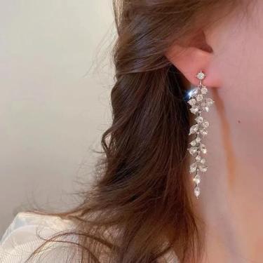 Imagem de Brinco De Prata Flor Strass Feminino Joias Festa Casamento - anjo da m