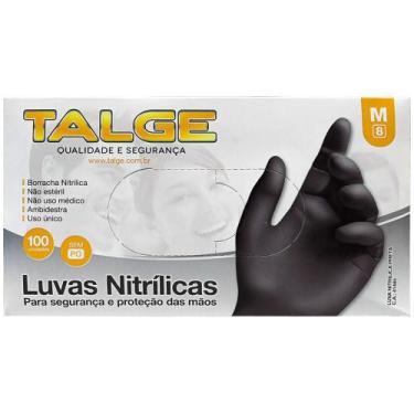 Imagem de Luva Nitrílica Sem Pó Tamanho M 50 Pares Preta Talge