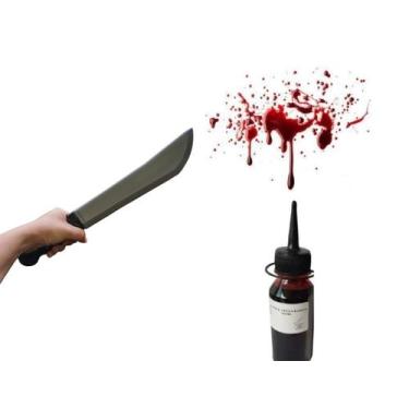 Imagem de Facão para Haloween Fantasia + Sangue falso 100ml realista - Lynx prod