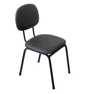 Imagem de Cadeira Secretaria Fixa Palito Tecido Facto Manicure - For-ty, PRETA