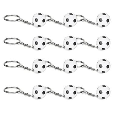 Imagem de Chaveiros de Futebol, Chaveiro de Bola de Futebol Chaveiros de Futebol Branco 12pcs Chaveiros de Bola de Futebol Mini Simulação de Pingente de Futebol Chaveiro de Futebol para