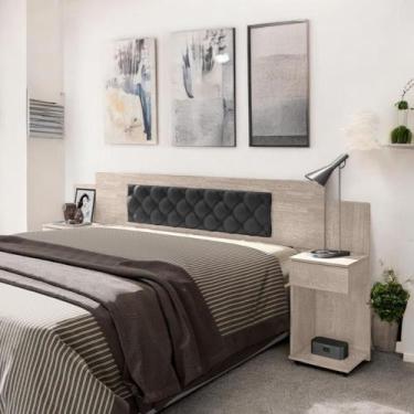 Imagem de Cabeceira Ajustável Arabella Amarula com Capitonê Preto - Mobiliar Hom