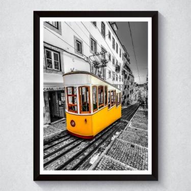 Imagem de Quadro Decorativo Com Moldura Bonde De Lisboa Amarelo - Placa PVC