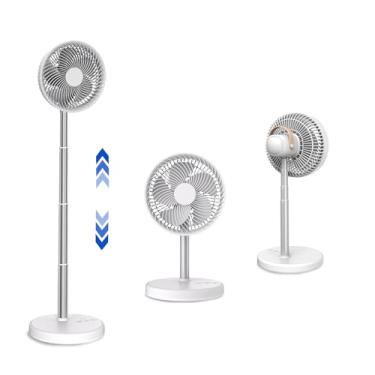 Imagem de UN UNITEDTIME Ventilador portátil – Ventilador operado por bateria com 4 velocidades, ventilador circulador de ar de altura ajustável para exterior, pátio, praia, barraca, viagem, quarto, cozinha, com