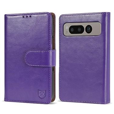Imagem de ZZXX Capa carteira dobrável para Google Pixel com [bloqueio RFID] compartimento para cartão, fecho magnético, capa protetora dobrável de couro para carteira Pixel Fold (roxa-19,3 cm)