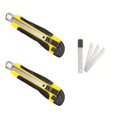 Imagem de Kit 2 Estilete + Refil 10 Laminas Estiletes PRO Com Trava Anatomico Em