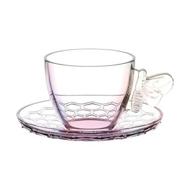 Imagem de Haüskraft -Xícara para café com pires de vidro Bee Rainbow 80 ml 4 peças